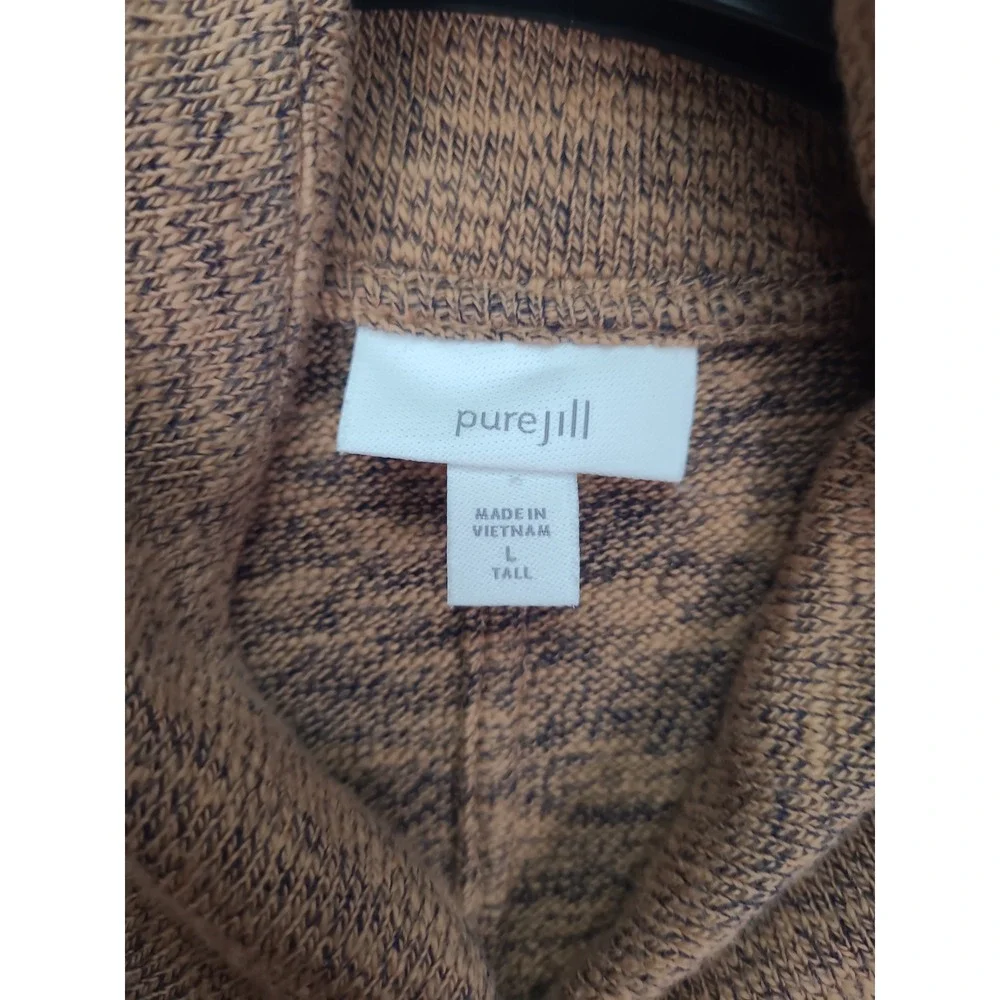 Pure Jill Women's Brown Speckled Cowl Neck Long Sleeve Sweater‎ Top Size L Tall